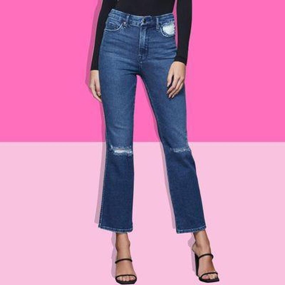 Good American Good Curve Straight Jean Women's Size 2/26 Denim‎ Distressed